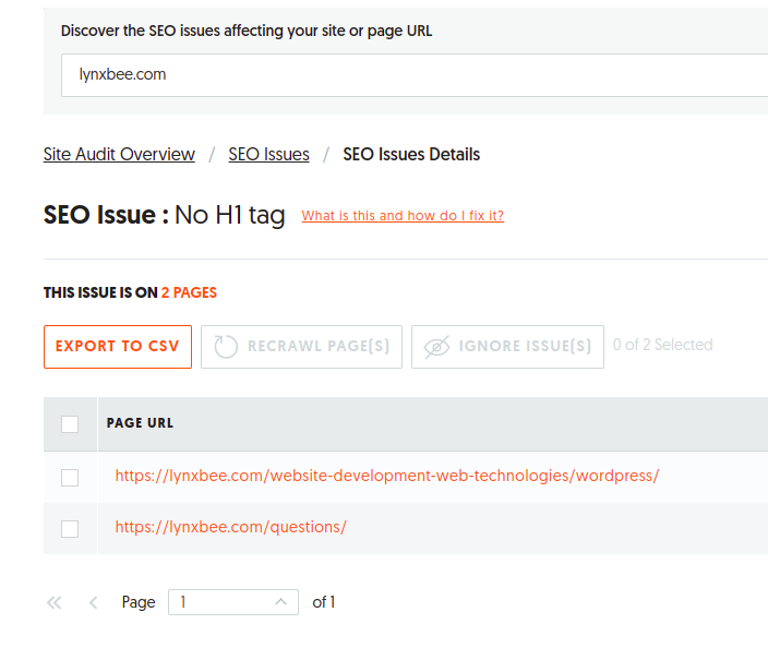 SEO H1 Tag